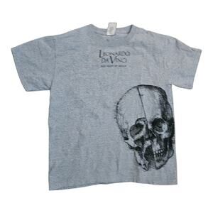 Leonardo Da Vinci 500 Years Genius Museum Skull Art Tee Youth M